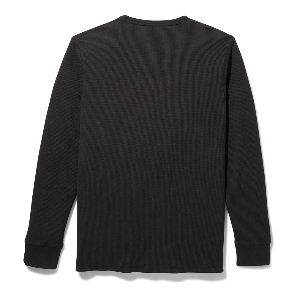 Timberland Mens Shirts Wharf River Waffle-Knit Crewneck - Black - India FQ8725903